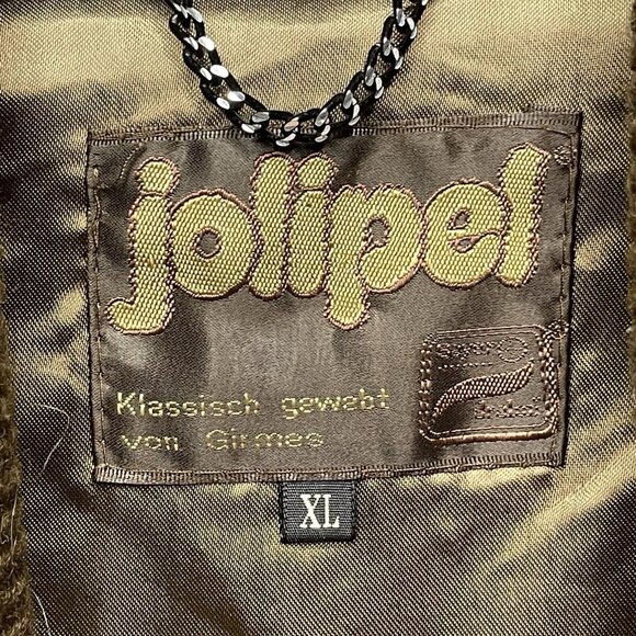 Vintage Jolipel Wool Blend Brown Jacket Sweater Open Collar XL - Picture 4 of 9